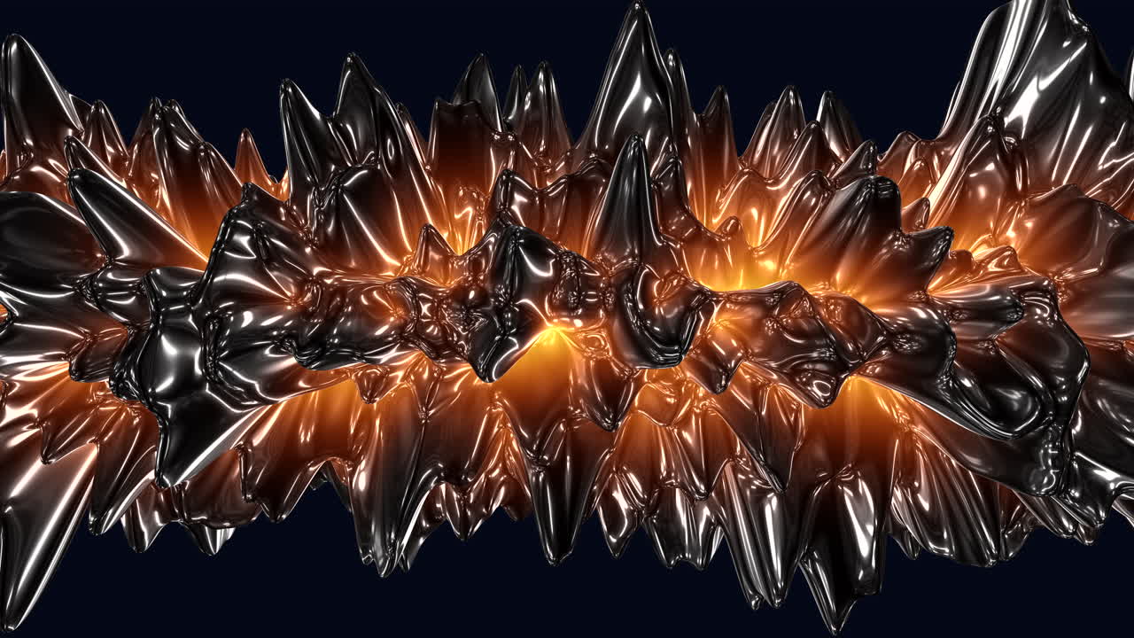 Glistening swirl of liquid metal on black