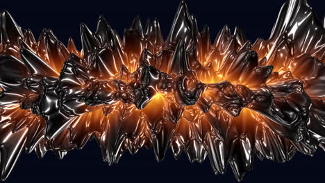 un remolino brillante de metal líquido en negro