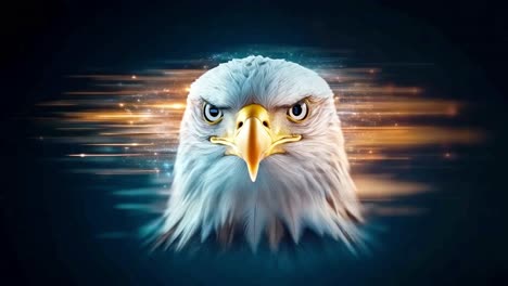 majestic bald eagle head with intense gaze and abstract lighting