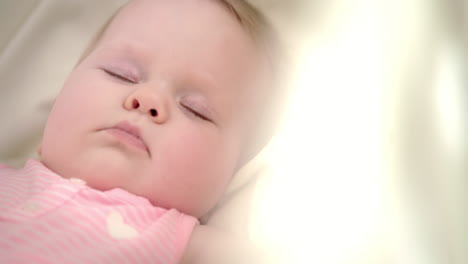 beautiful baby girl sleeping. sweet dream lullaby. infant sleeping in bed