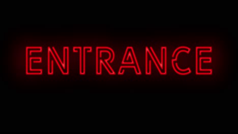 flashing red entrance neon sign on and off with flicker