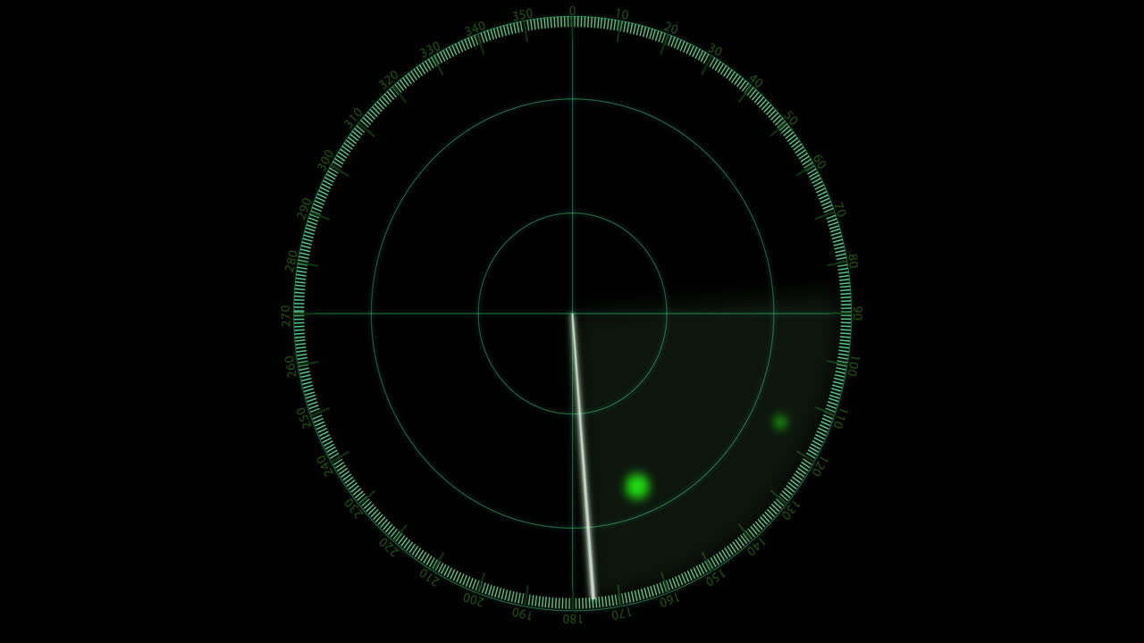 Animation of radar with spots moving on black background