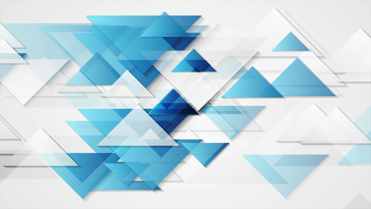 triángulos brillantes grises azules tecnología abstracta fondo de movimiento