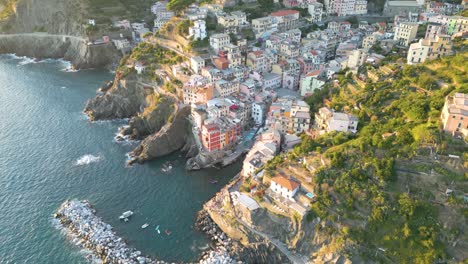 Amazing-Aerial-View-Above-Cinque-Terre-on-Italian-Riviera