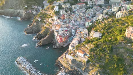 amazing aerial view above cinque terre on italian riviera