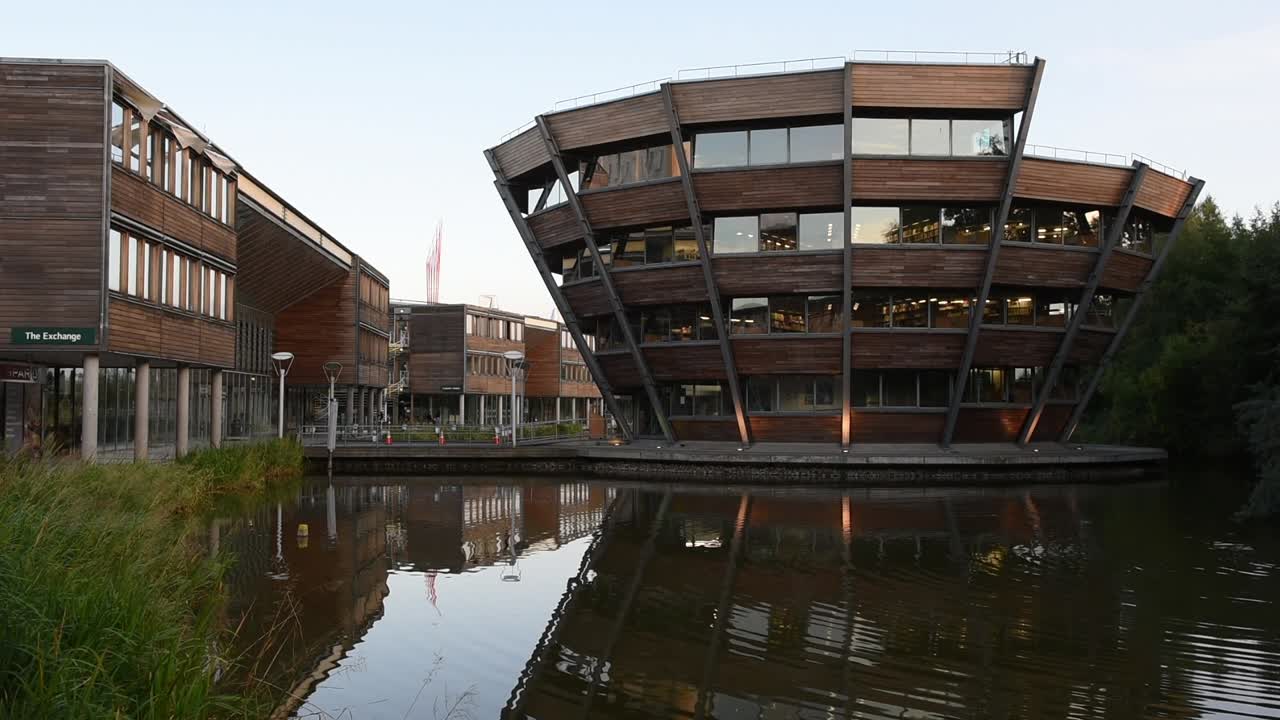 The Sir Harry and Lady Djanogly Learning Resource Centre is a library on the Jubilee Campus of the University of Nottingham, England, known for its striking circular design in the middle of the lake