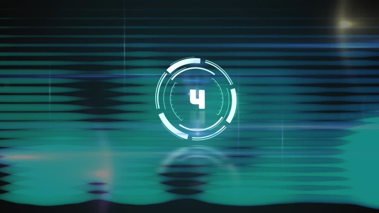 Animation of clock over blue lines on dark background