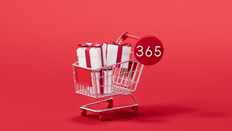 shopping cart with number count, 3d rendering.