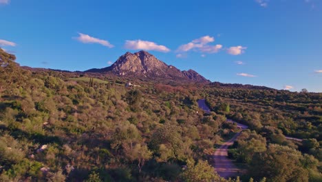 drone flying on the countryside spain near casares, andalusia