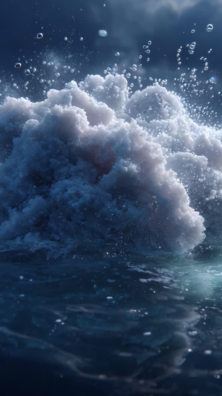Captivating Waves and Glittering Waters: A Mesmerizing Display of Oceanic Power, Dynamic Motion, and the Stunning Beauty of Nature's Elements in a Sinister Sky