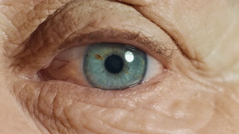 macro de cerca ojo parpadeando vejez visión concepto de salud