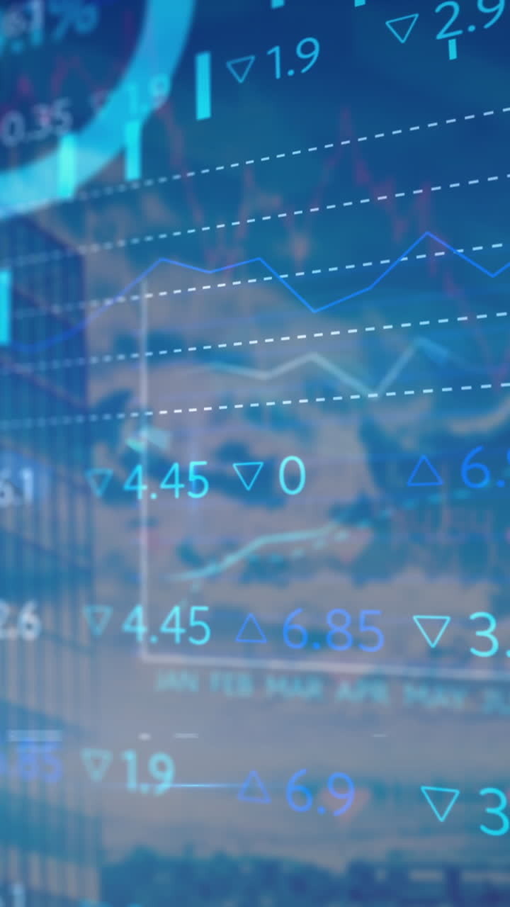 animación del procesamiento de datos sobre un edificio moderno