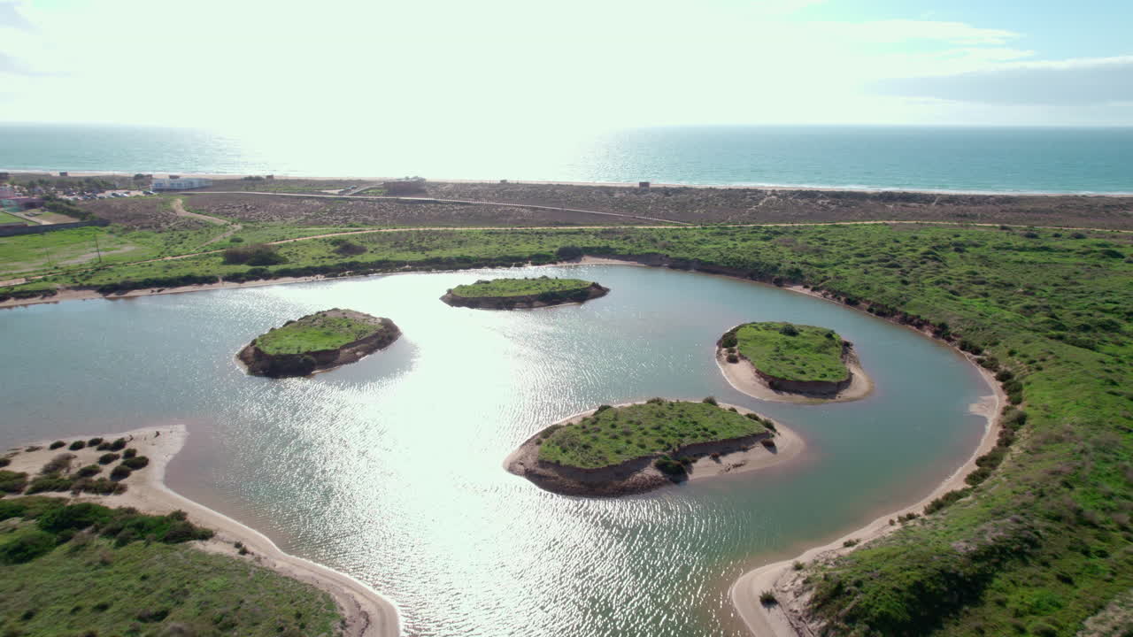 Flyby shot of the Ria de Alvor estuary