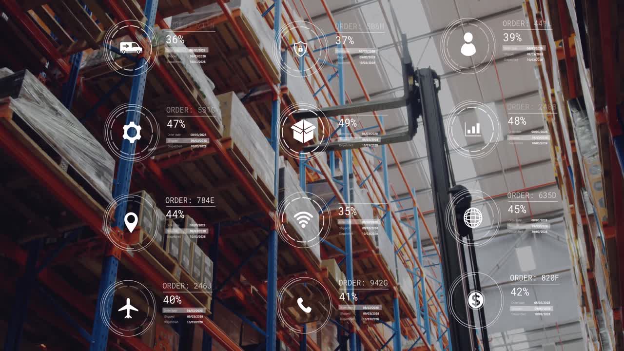 animación de iconos con procesamiento de datos sobre el almacén