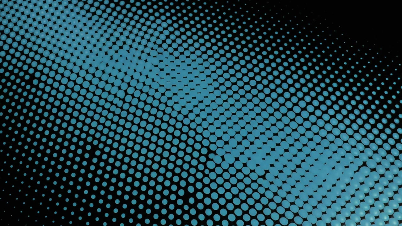 Abstrakt bevægelsesgrafik med blå prikker på sort baggrund