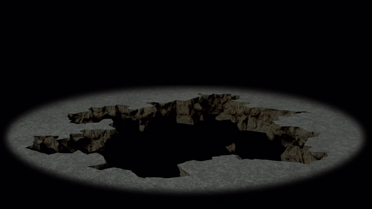 먼지와 함께 땅이 무너지는 것