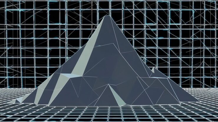 Abstrakt 3D-bjerg i cyberpunk-stil