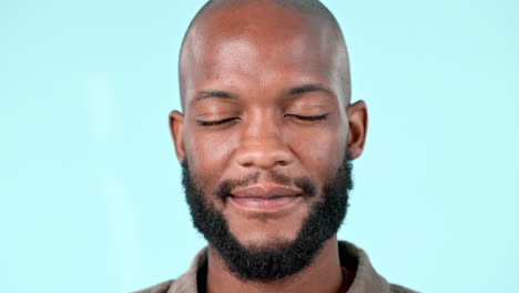 happy, smile and face of black man in a studio