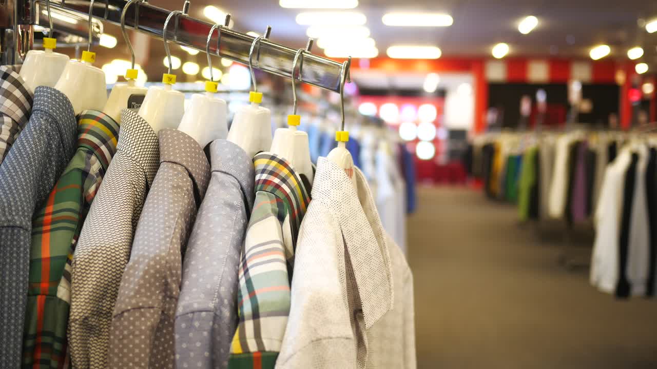 옷 가게 에 전시 된 남자 의 셔츠