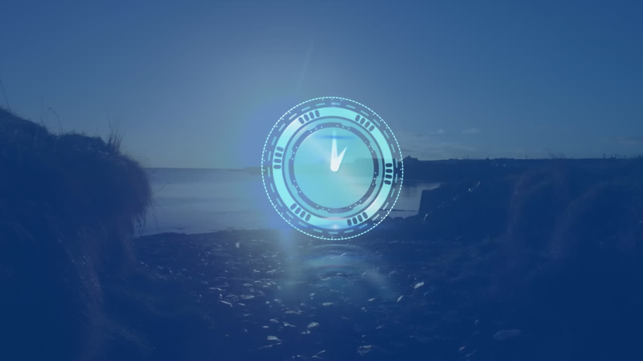 анимация часов, быстро движущихся по ландшафту