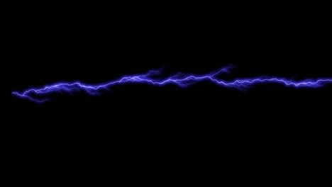lightning bolt / lightning strike, horizontal blue lightning forking and sparkling, video overlay, anime/ animated, black background