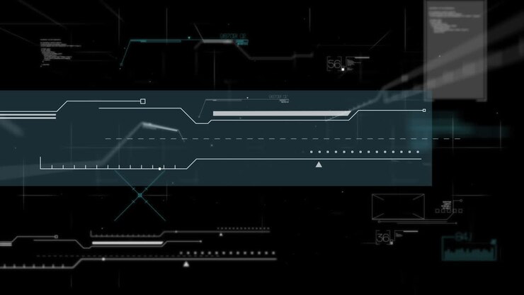 Animation of diverse data processing on black screen
