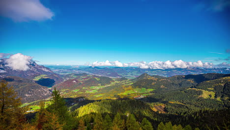 timelapse of a beautiful mountainous green landscape in the countryside