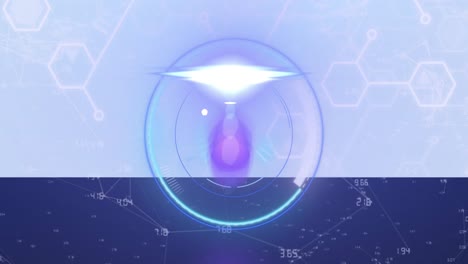 화학 공식에 대한 처리 원 위로 움직이는 빛의 애니메이션