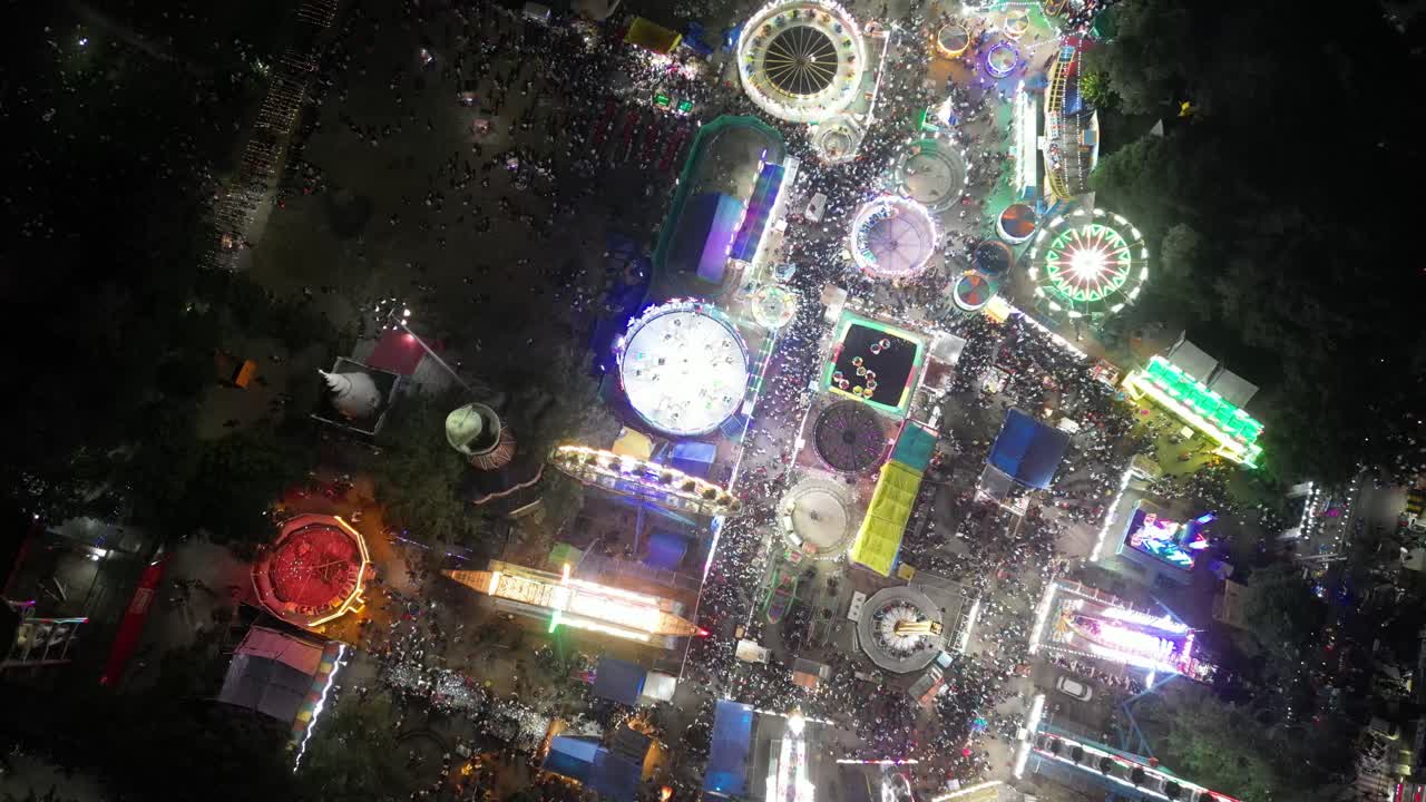Aerial view of Dussehra Mela in Ludhiana, Punjab, India