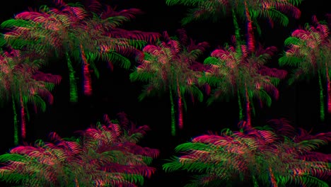 animation of palm trees over black background