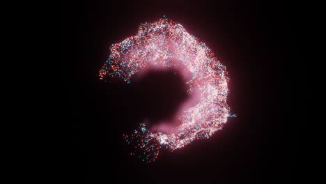 4k video animation of abstract particles movement and forming letter c to again letter c. beautiful particles motion graphics