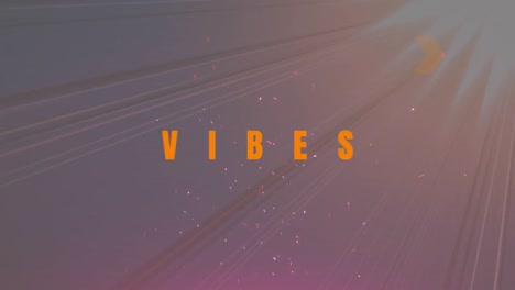 animation of vibes text over rays and grey background