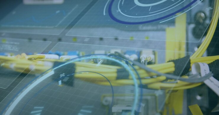 Animation of scope scanning and data processing over cables in computer server