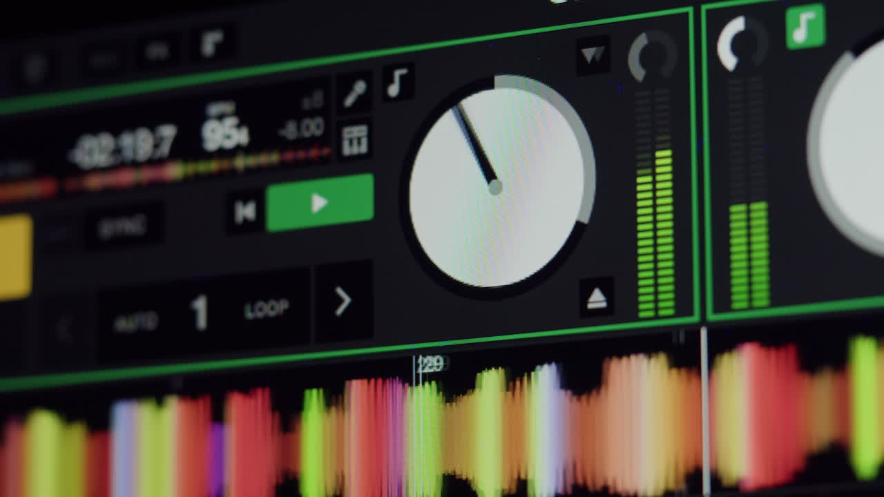 DJ with headphones and sunglasses playing music on festival in night club. Techno musician performing at nightclub for concert crowd of people, city bar.