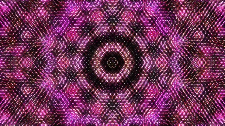 Bright abstract light governing full color, kaleidoscope, black background