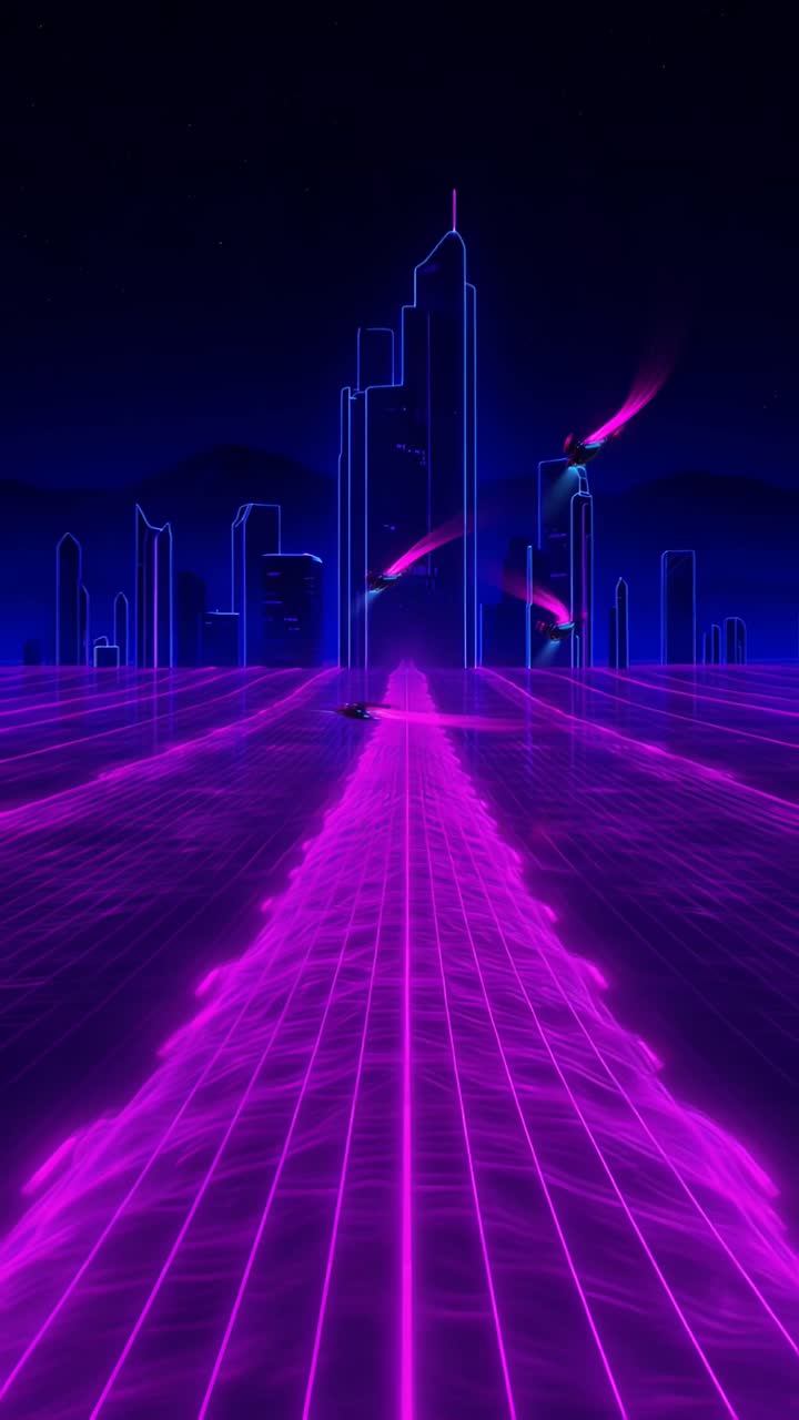 Retro-futuristico Sci-Fi Retrowave Griglia Neon 4K