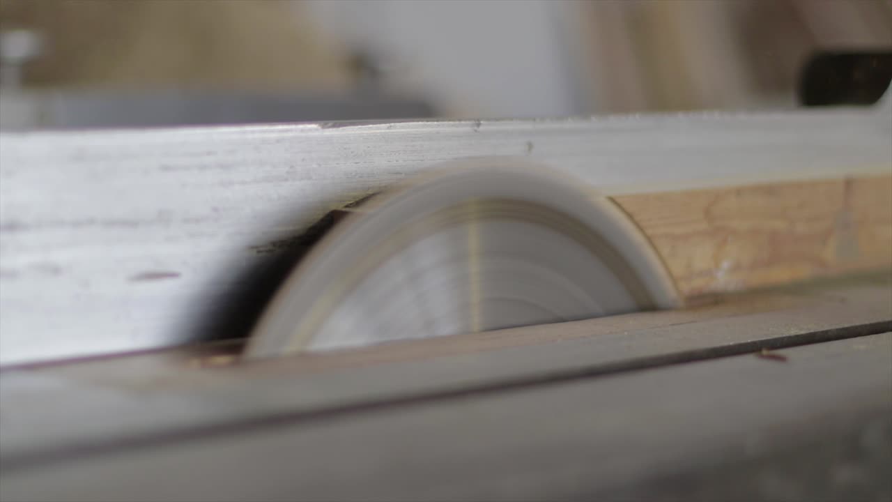 sierra circular eléctrica que muele suavemente una tabla de madera en una carpintería