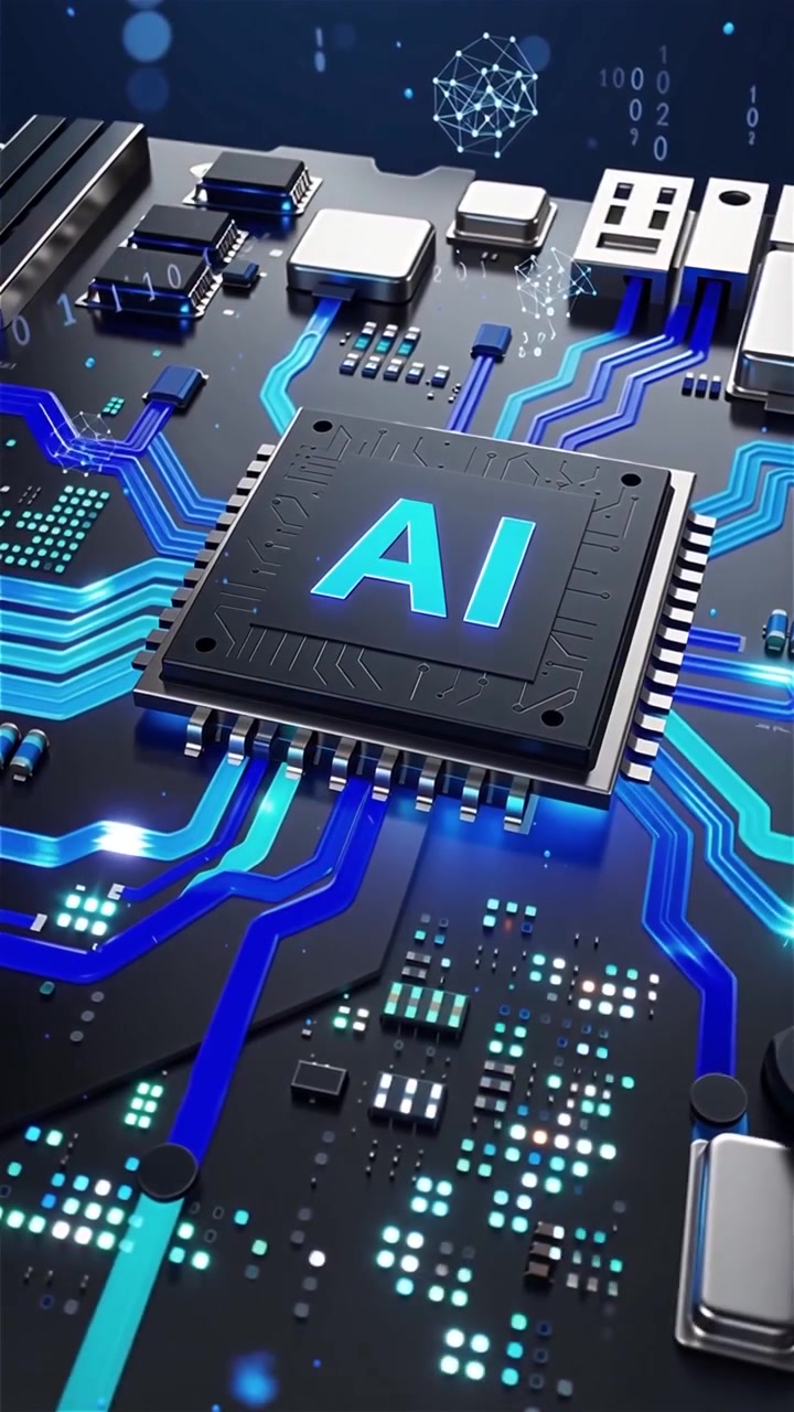 Futuristic AI Chip Motherboard Technology Background