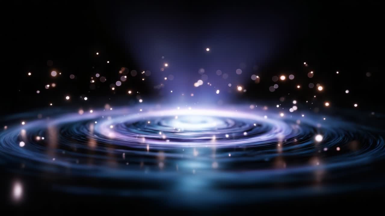 Un vortice ipnotico di luce ed energia scintillante crea uno spettacolo visivo accattivante, rivelando un fenomeno cosmico ultraterreno dai colori e dalle texture vibranti.
