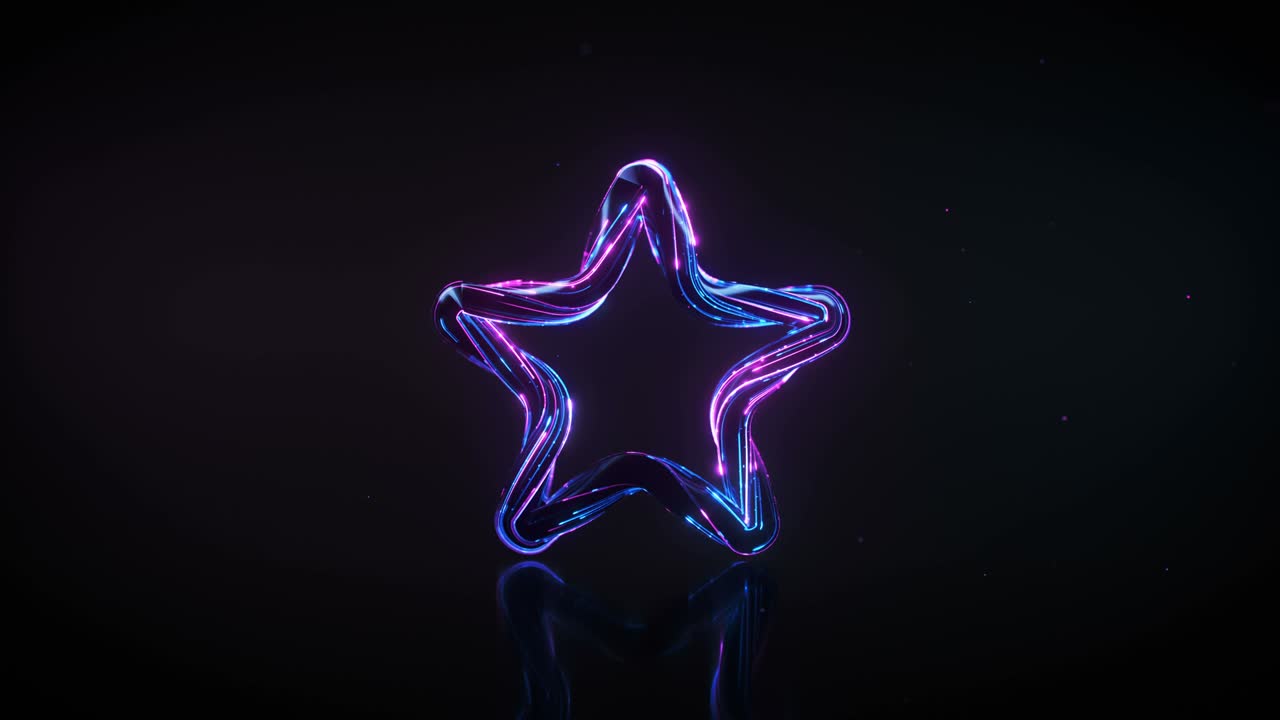 Neon glowing star sign 3D render seamless loop animation
