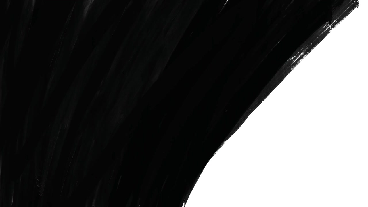 Transizione con pennellata di pittura nera su sfondo bianco