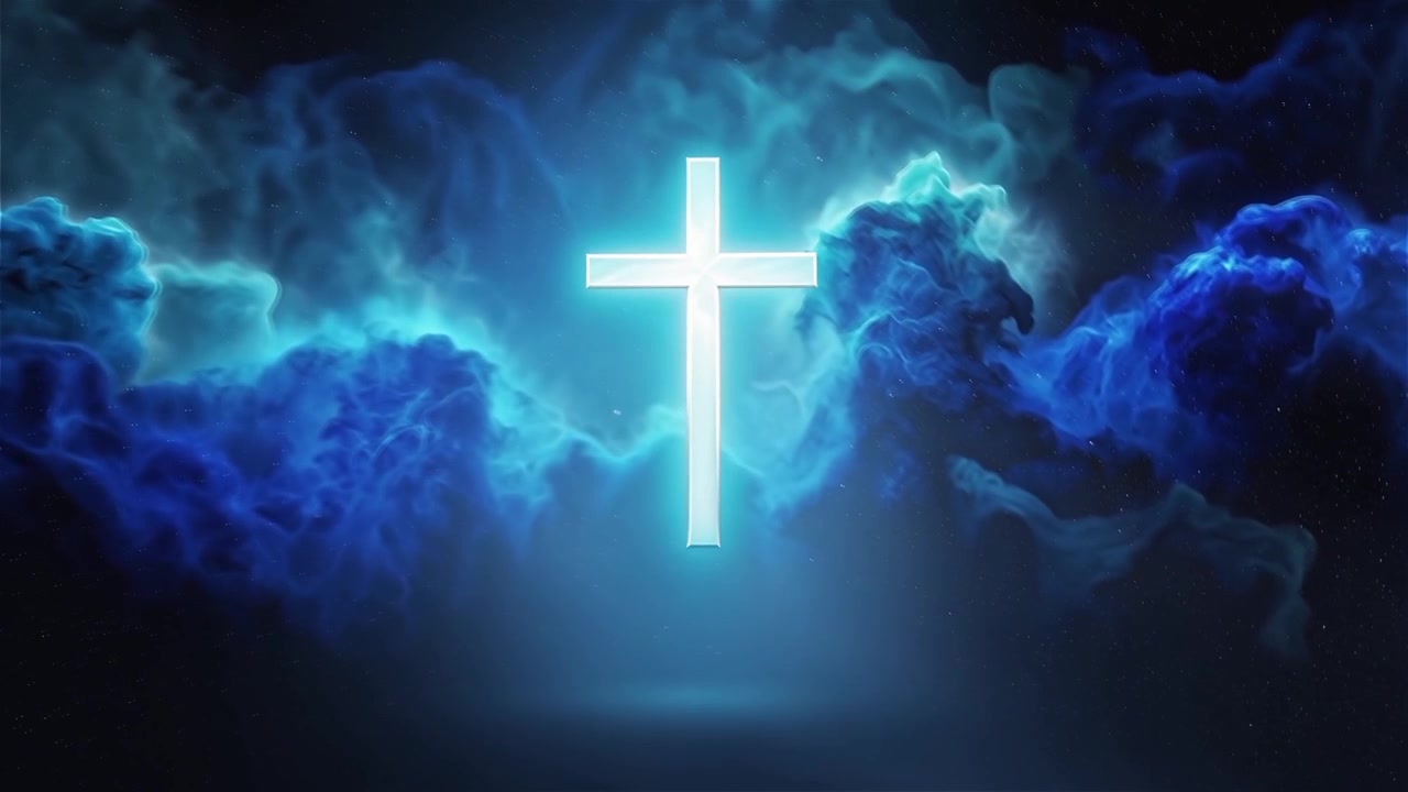 Croce Cristiana Luce Celestiale Sfondo per il Culto.