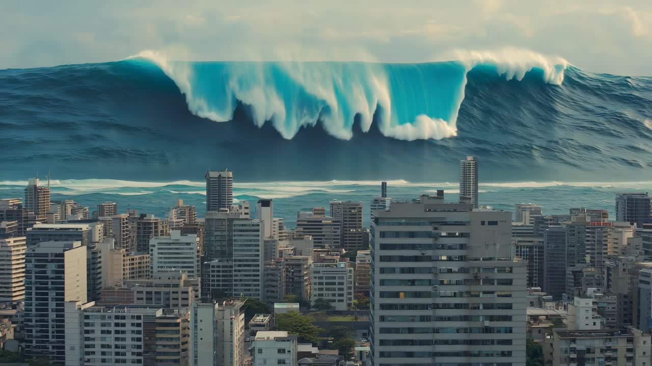 Tsunami Approaching City