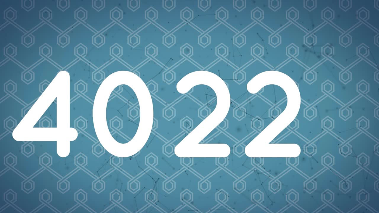 animación de números cambiando sobre el patrón en fondo azul