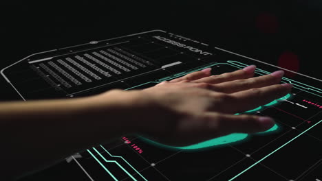 Handprint scan denying system launch unsuccessfully identification closeup