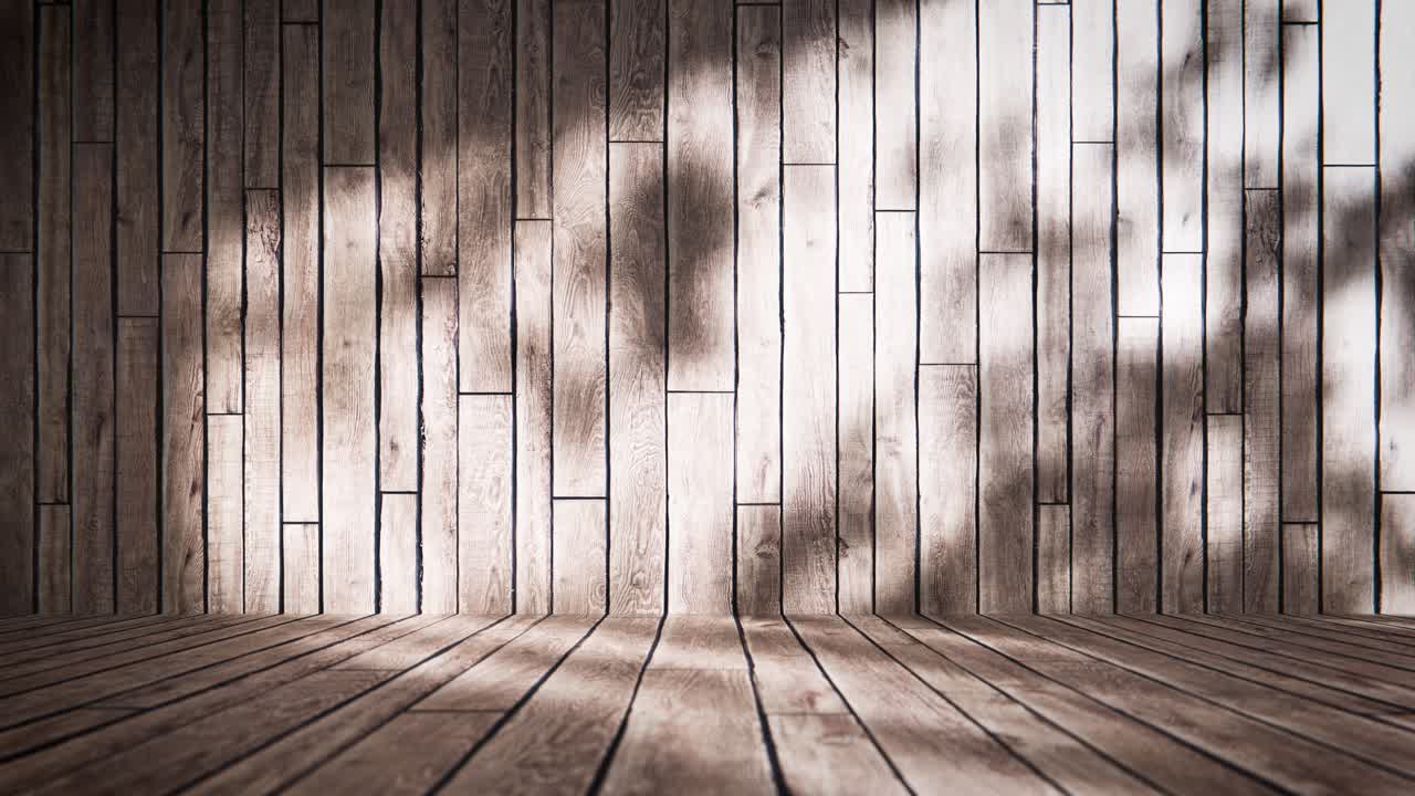 Moving Shadows on Wooden Floor and Wall Background