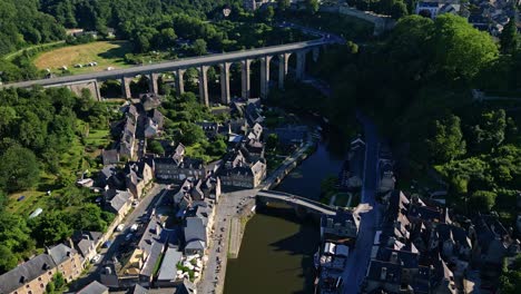 high altitude with smooth approaching movement to the viaduct and the le vieux pont, dinan, france