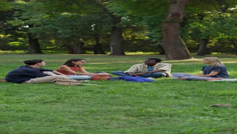 friends relaxing in a park