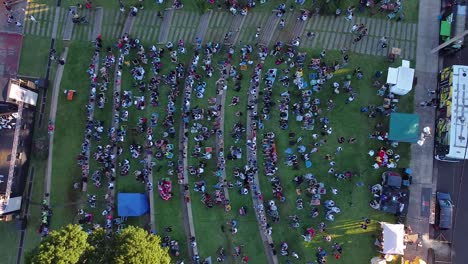 bird's eye view of posadas anfiteatro el brete festival area in argentina with indie music concert visitors