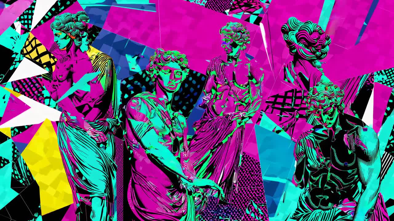 Collage astratto di sculture classiche